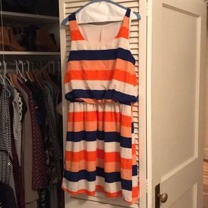 Striped orange and blue dress